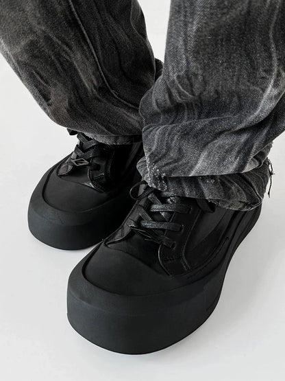 Canvas Round-Toe Derby-Inspired Flat Sneakers WN19121