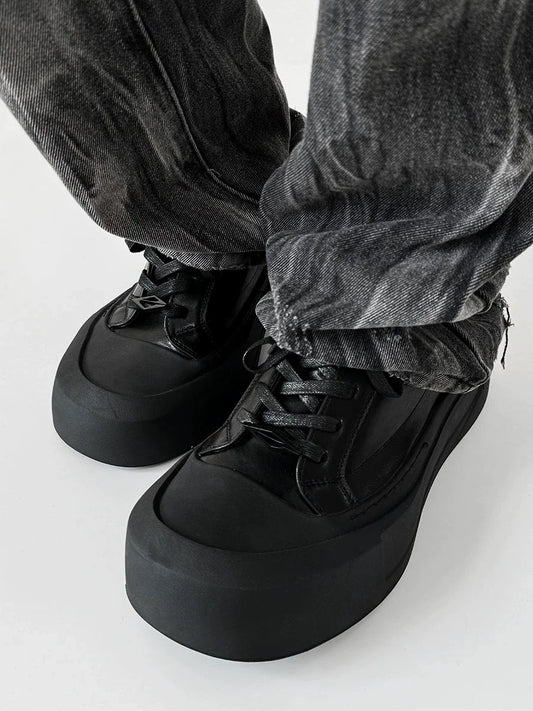 Canvas Round-Toe Derby-Inspired Flat Sneakers