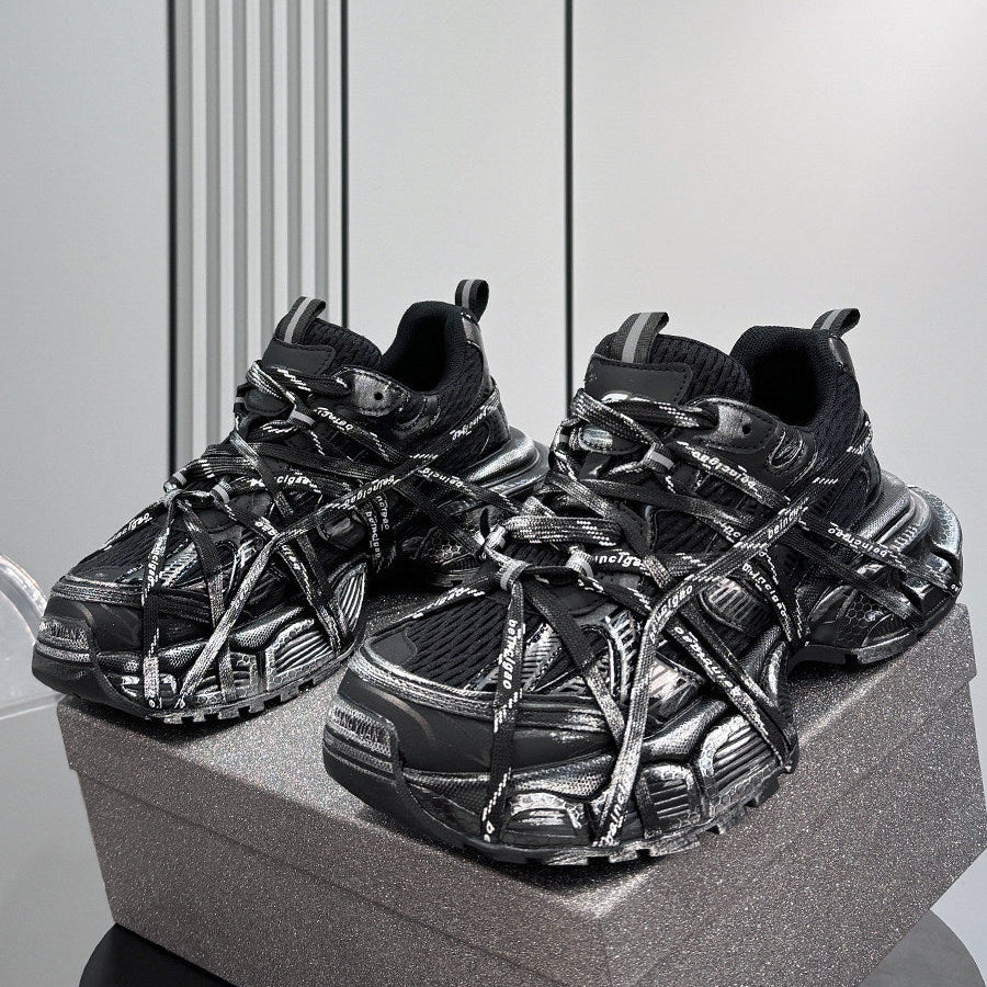 Metallic Strap Panel Chunky Sole Sneakers