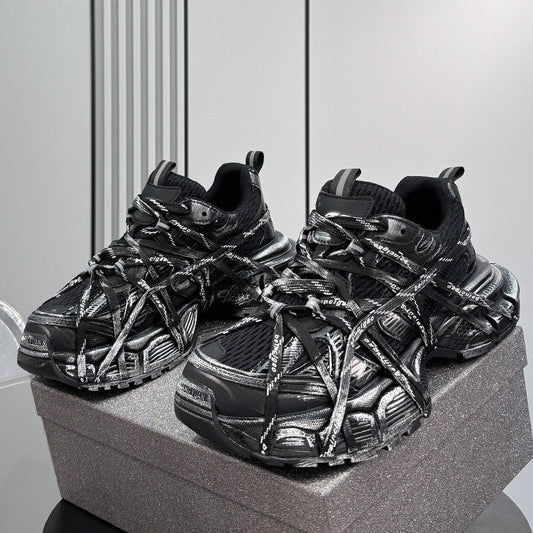 Metallic Strap Panel Chunky Sole Sneakers