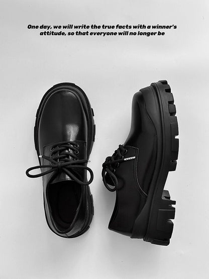 Lace Up Thick Sole Plain Shoes