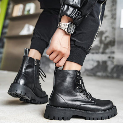 Chunky Lug Sole Platform Lace-Up Zipper Boots
