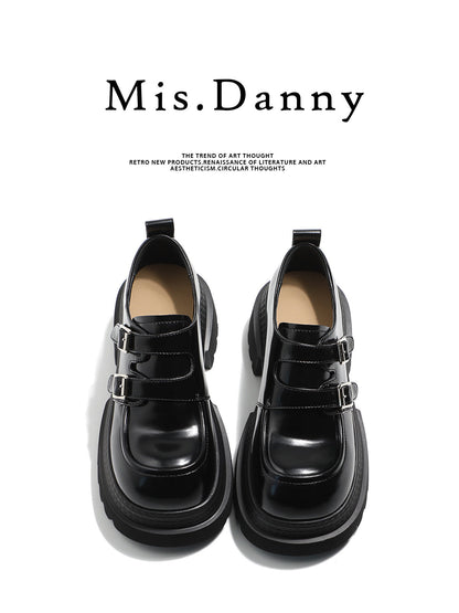 Double Metal Buckle Thick Sole Platform Loafers