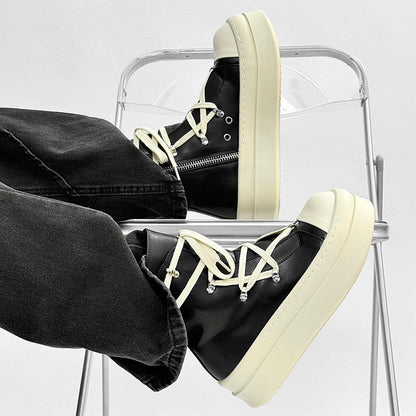 Rope Lace High-Top Chunky Sole Boots