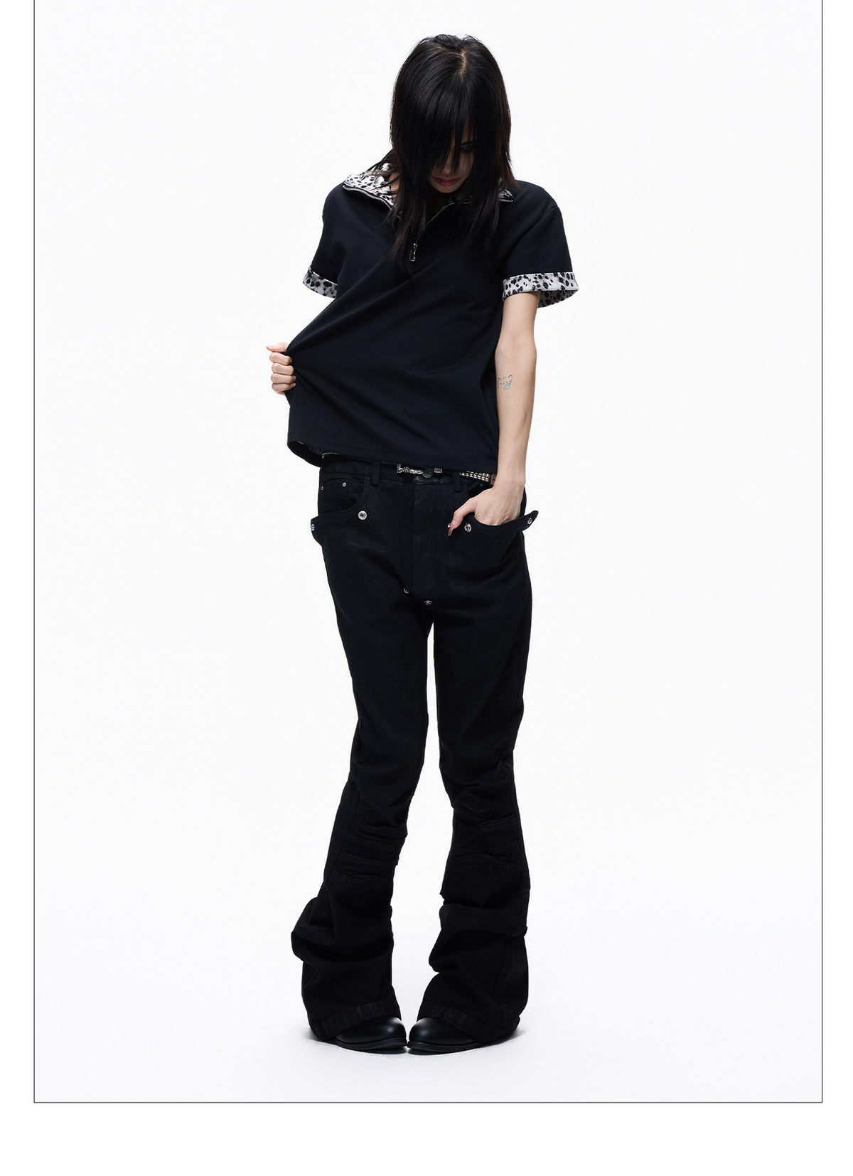 Two-piece Leopard Slim-fit Short-sleeve T-shirt