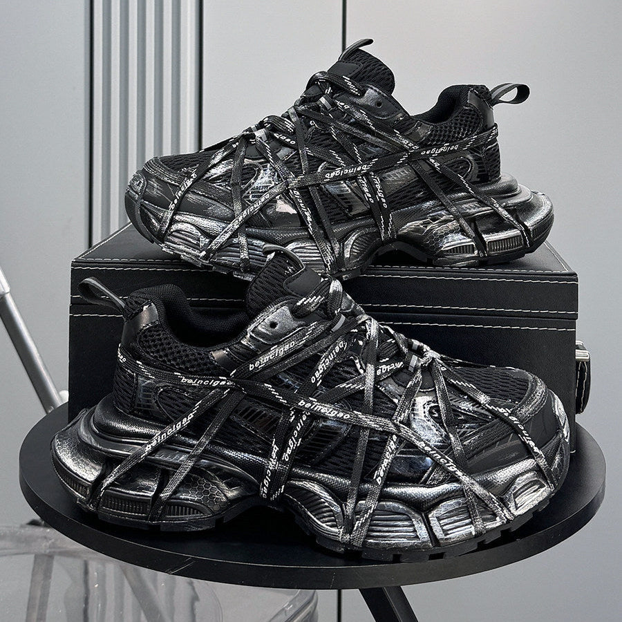 Mesh Strap Metallic Sneakers