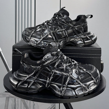 Mesh Strap Metallic Sneakers