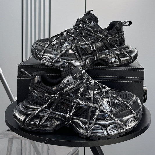Mesh Strap Metallic Sneakers