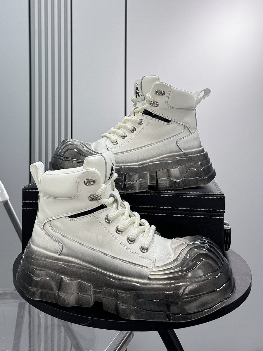 Metal Toe Lace Up Platform Short Boots