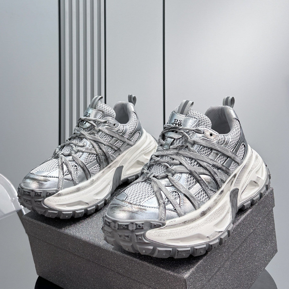 Mesh Rope Lace Chunky Sole Sneakers