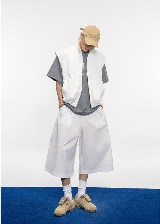 Gathered Relaxed-Fit Casual Shorts