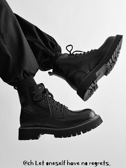 Chunky Lug Sole Platform Lace-Up Boots