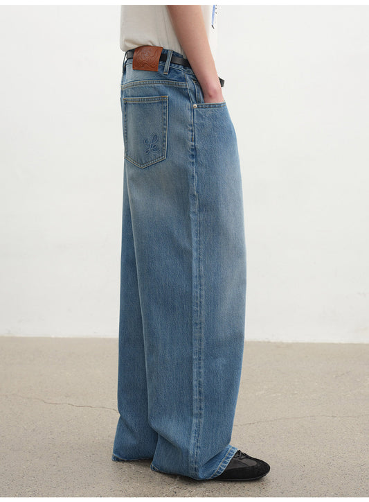 Straight Leg Washed Jeans