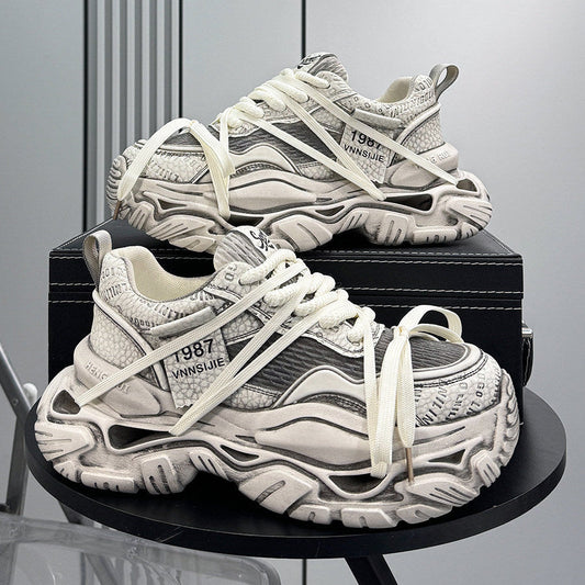 Platform Chunky Mesh Lace-Up Sneakers WN24827