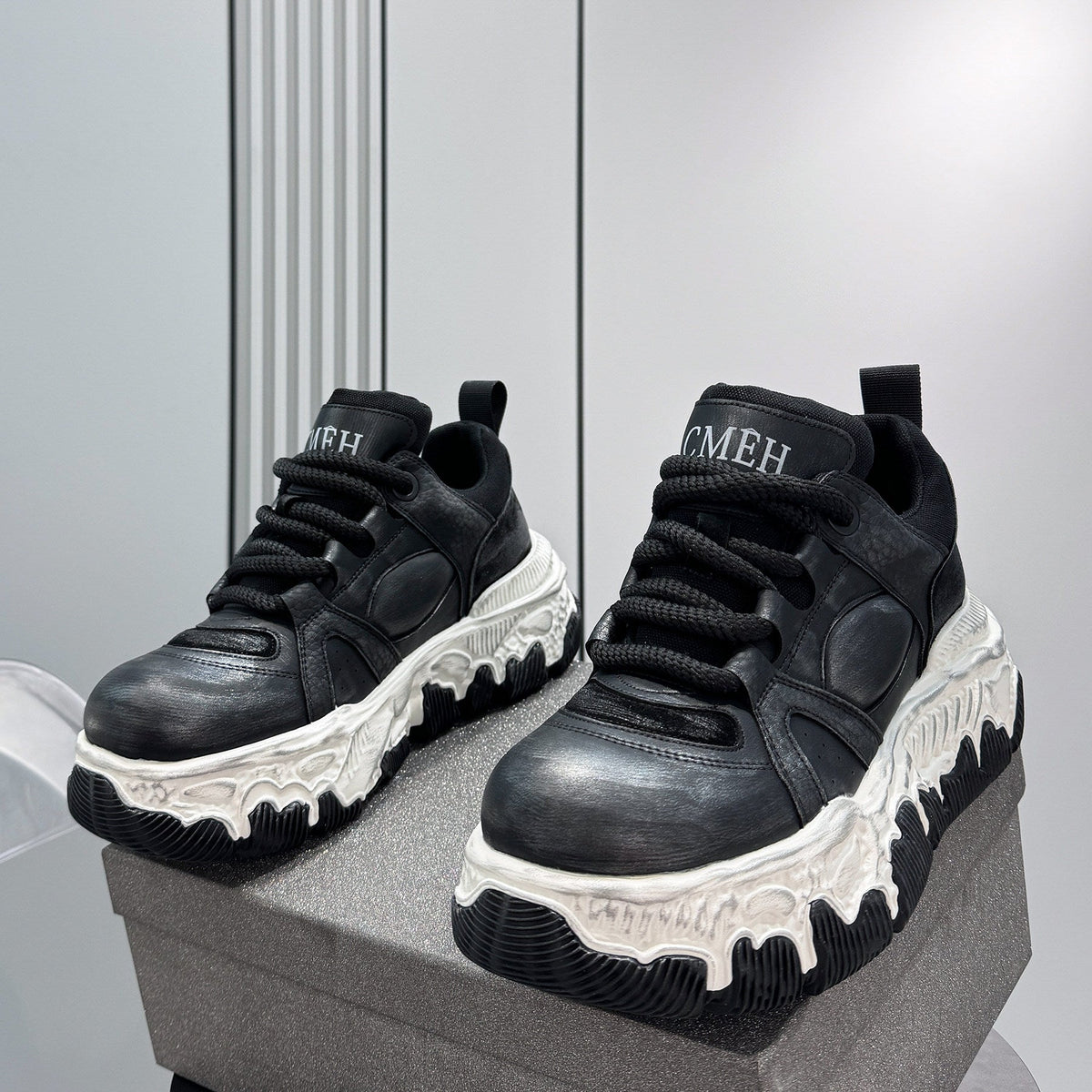 Panel Rope Lace Chunky Sole Sneakers