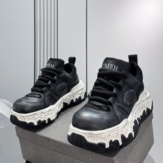 Panel Rope Lace Chunky Sole Sneakers