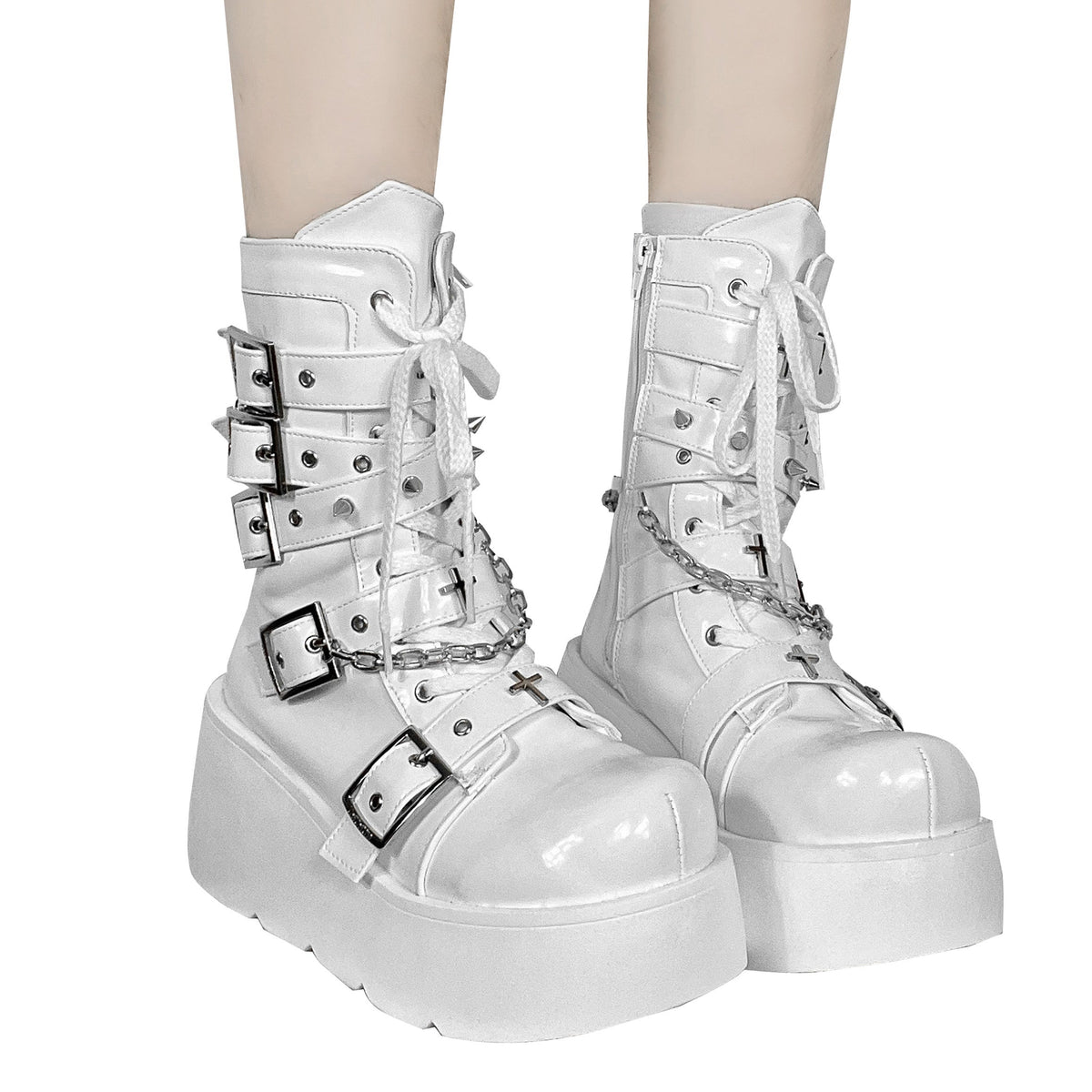 Cross Buckle Platform Short Boots