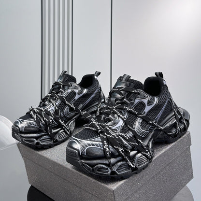 Chunky Platform Strappy Lace-Up Sneakers