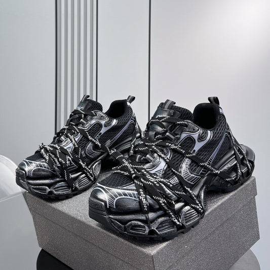 Chunky Platform Strappy Lace-Up Sneakers