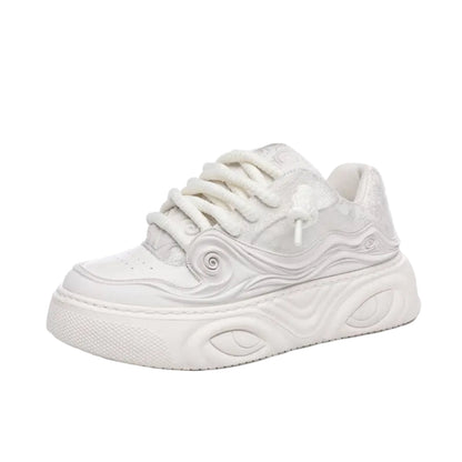 White Lace-Up Sneakers