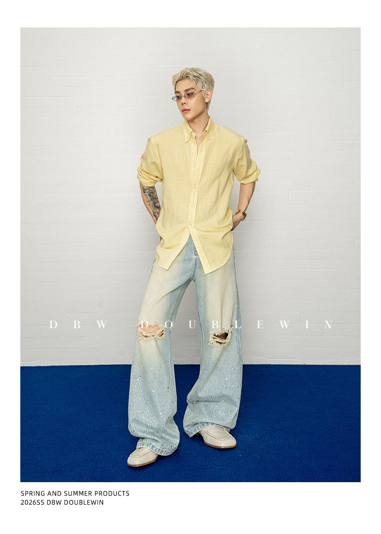 Rhinestone-embellished Gradient Straight-Leg Jeans
