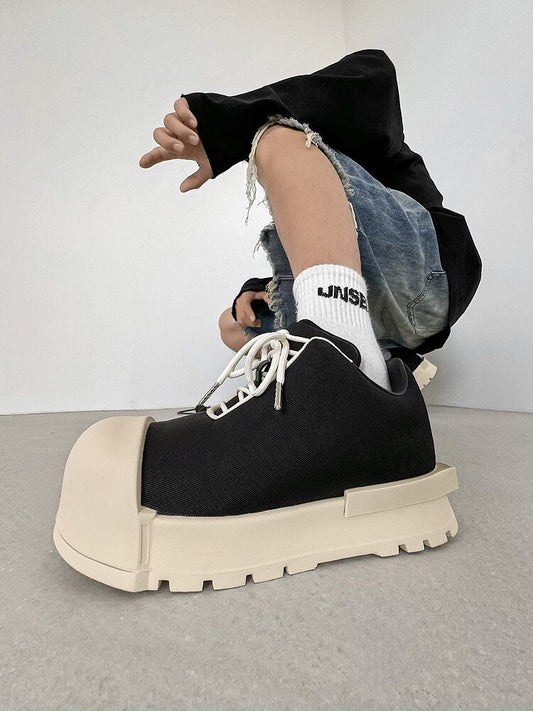 Chunky Shell Toe Platform Lace-Up Sneakers