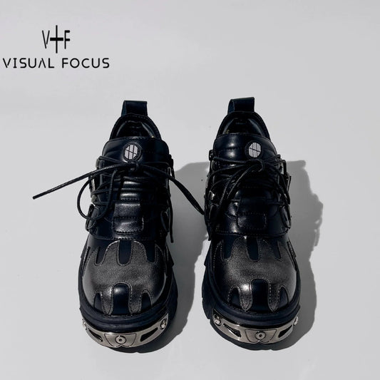 Damage Chunky Sole Platform Shoes WN20614