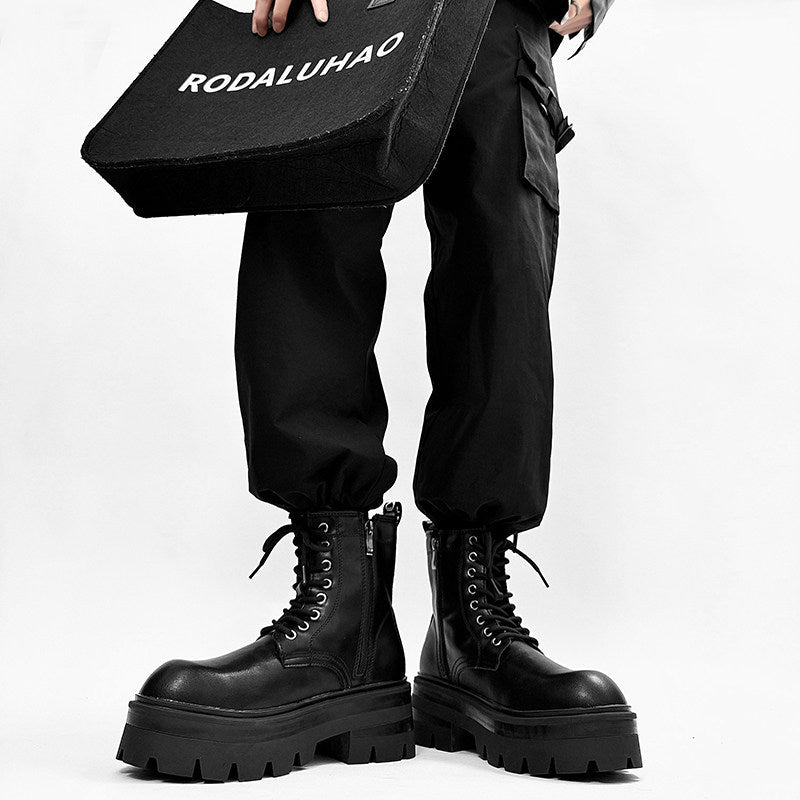 Lace Up Thick Sole Short Boots