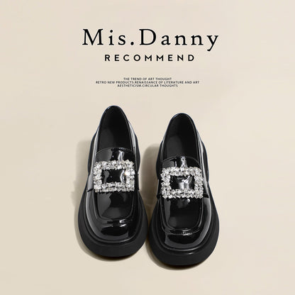 Round-Toe Platform PU Leather Loafers