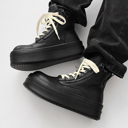 Lace Up Side Zipper Thick Sole Short Boots