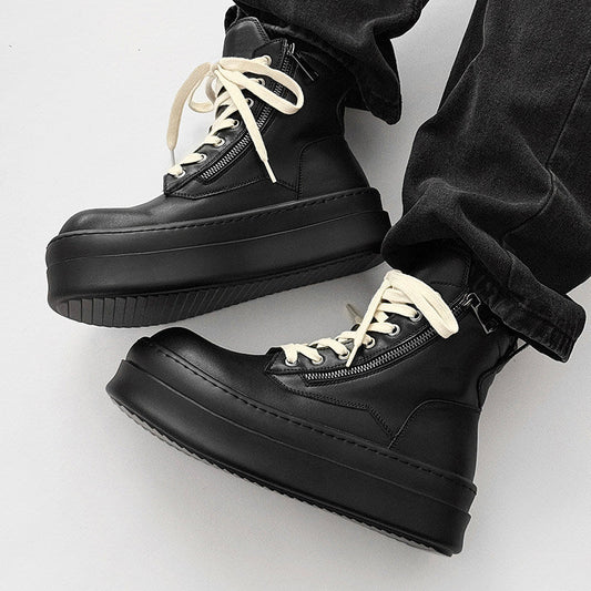 Lace Up Side Zipper Thick Sole Short Boots