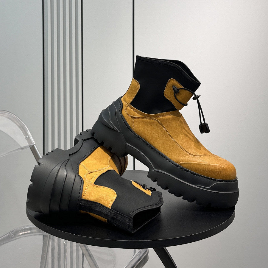 Drawstring Platform Thick Sole Short Boots WN24646
