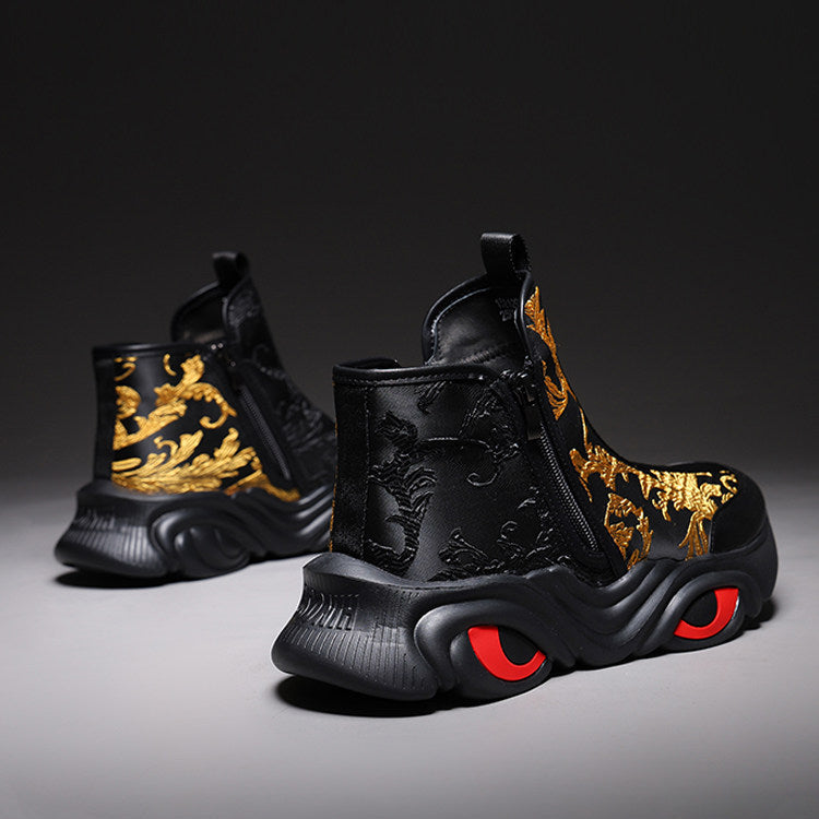 Cloud Embroidery High-Top Boots
