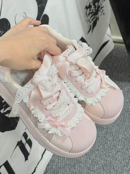 Lace Trim Platform Shoes