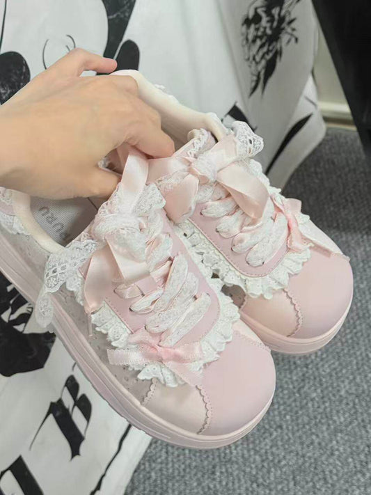 Lace Trim Platform Shoes