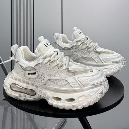 Embroidery Rope Lace Chunky Sole Sneakers