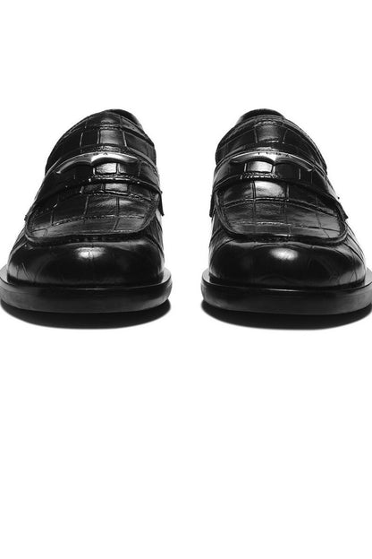 Croc-Embossed Leather Loafers