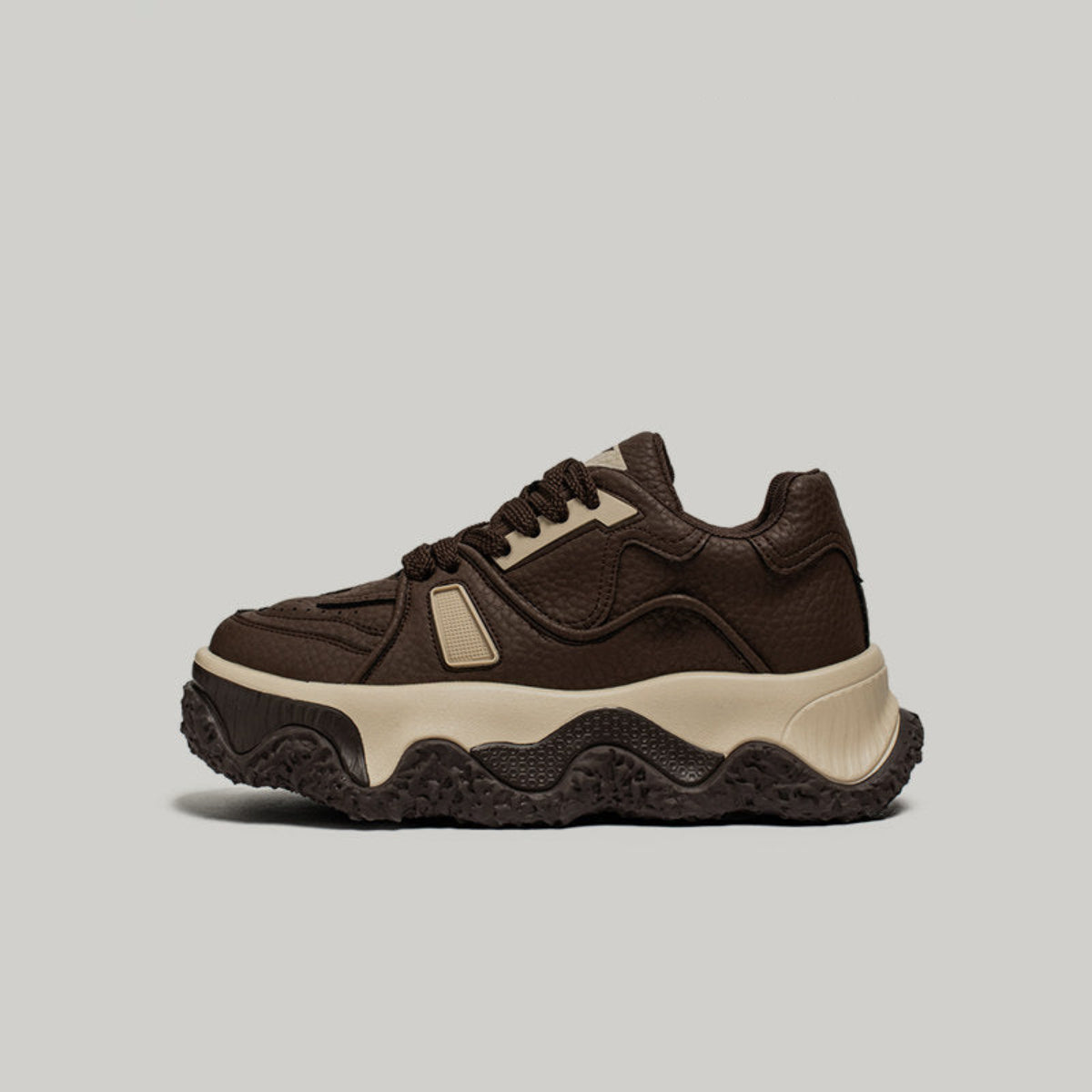Textured Panel Chunky Lace-Up Sneakers