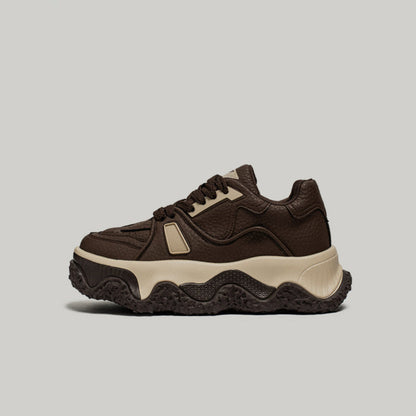 Textured Panel Chunky Lace-Up Sneakers
