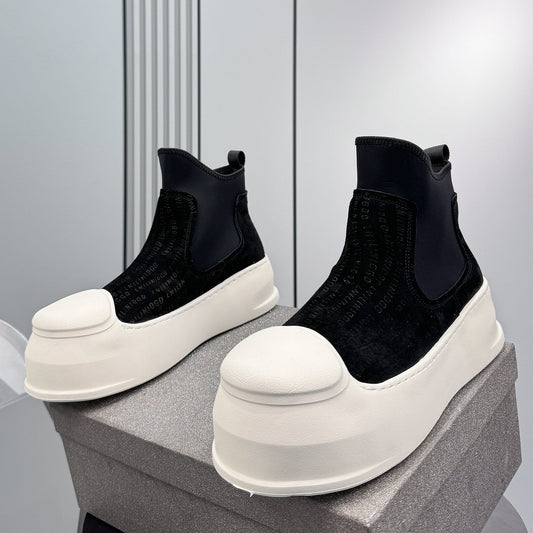 Side Gore Embroidery Platform Boots