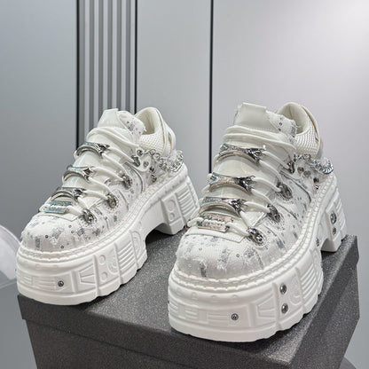 Chain Studs Damage Platform Sneakers WN24643