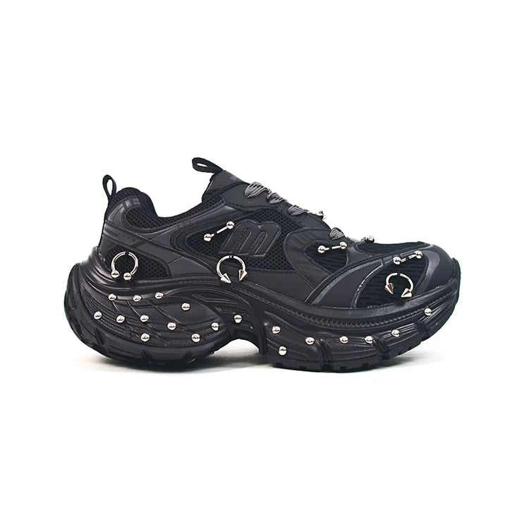 Studded Buckle Chunky Sole Dad Sneakers