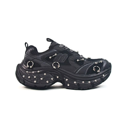 Studded Buckle Chunky Sole Dad Sneakers