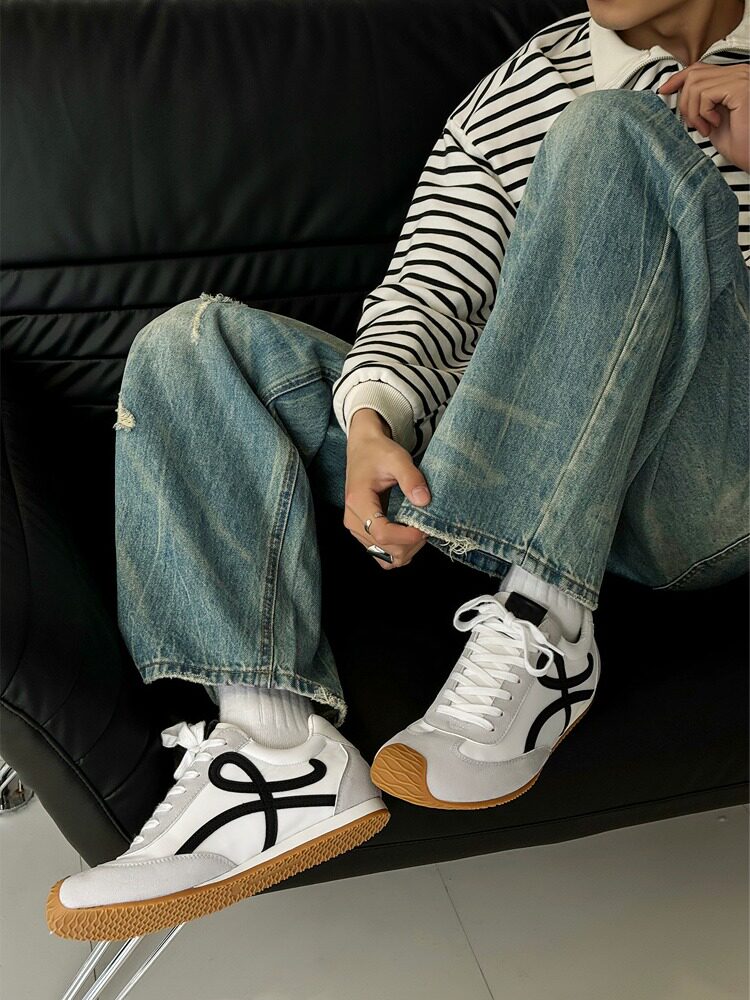 Suede Panel Lace Up Sneakers