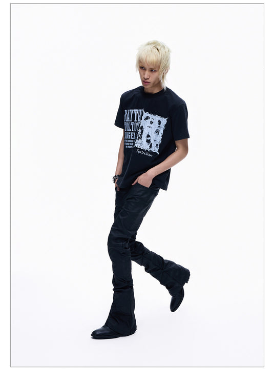 Washed Crew Neck Short Sleeve Slim Fit T-shirt