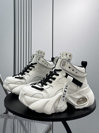 Studs Strap Buckle High-Top Chunky Sole Sneakers