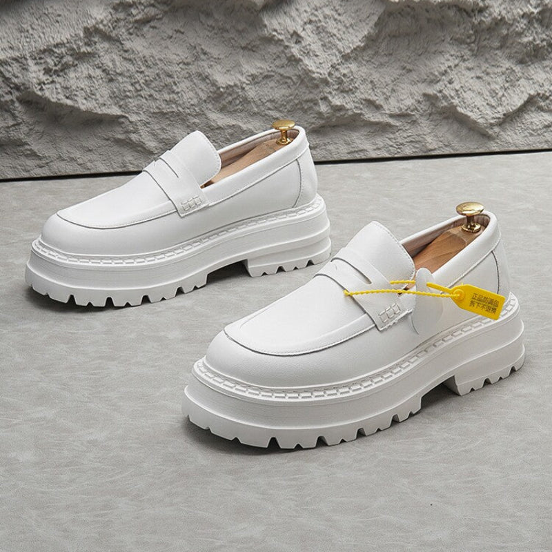 Leather Platform Height Increase Loafers