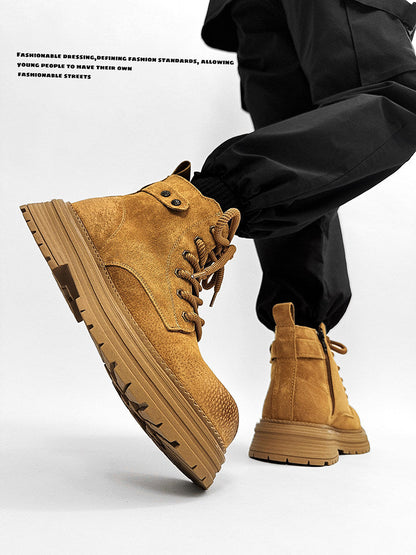 Chunky Lug Sole Platform Lace-Up Zipper Boots