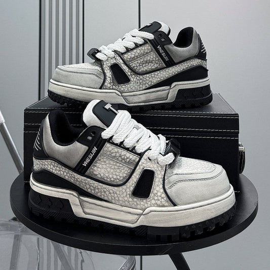 Platform Patchwork Lace-Up Sneakers WN24813