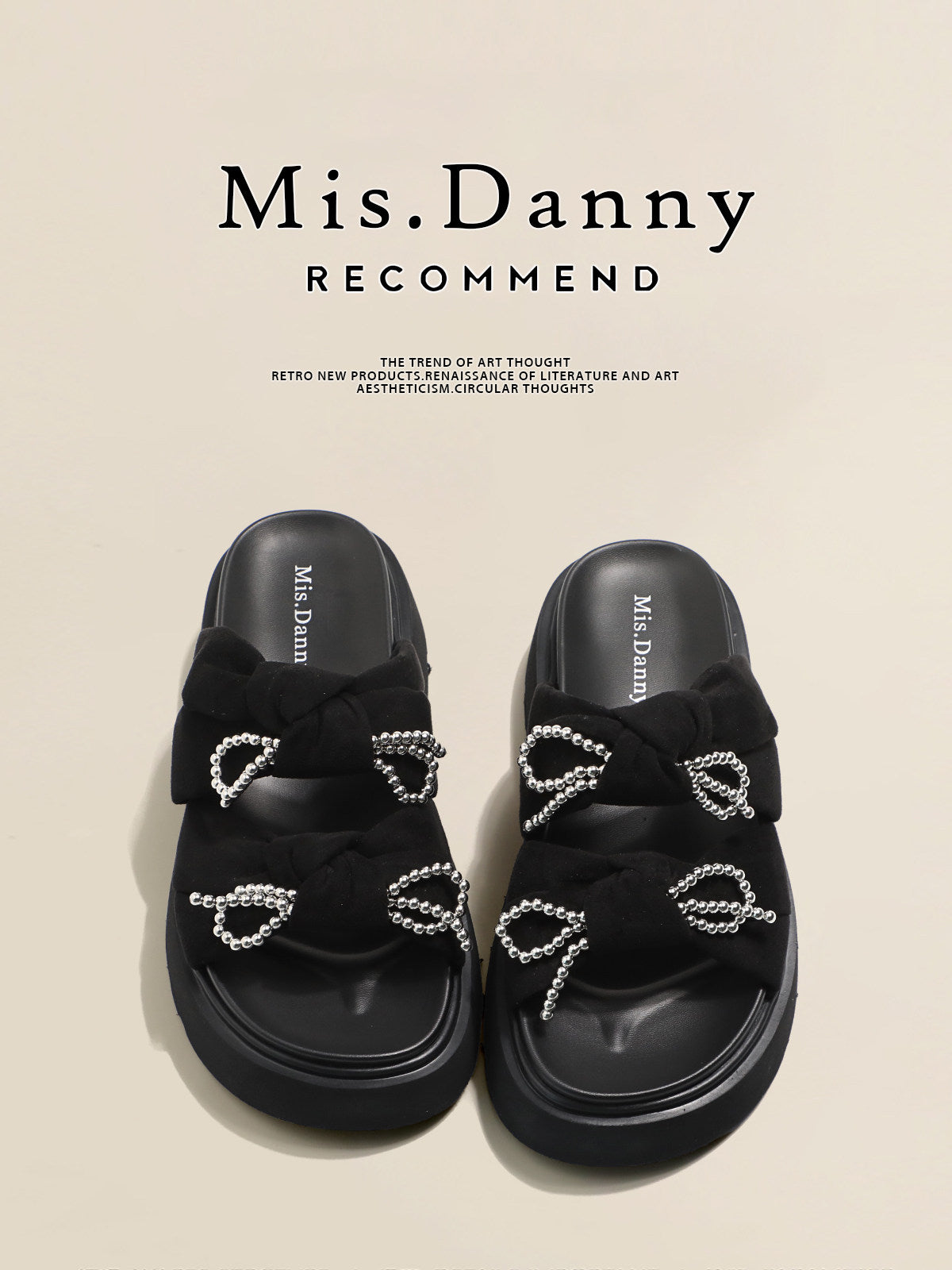 Beads Strap Platform Slide Sandals